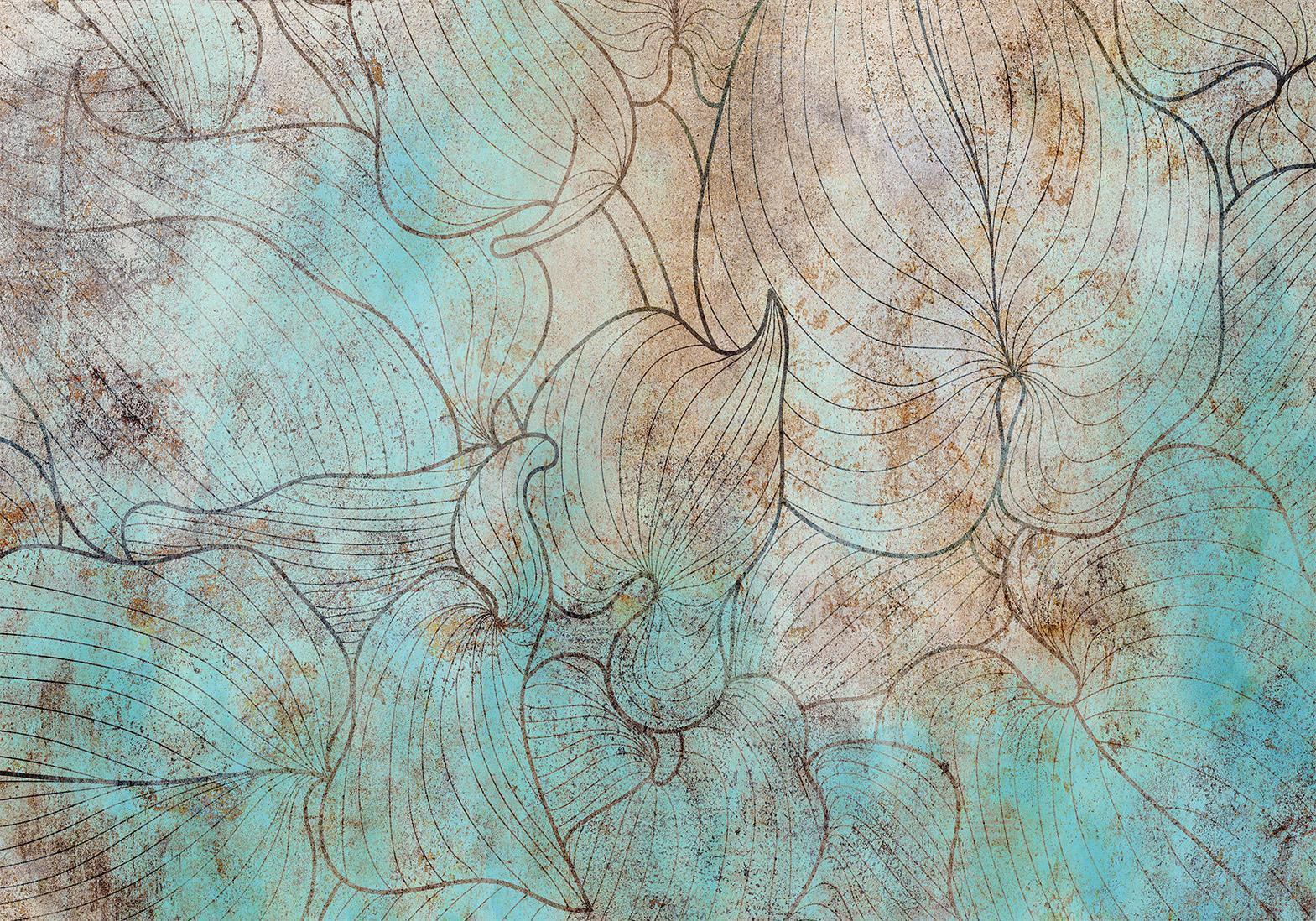 Papier peint - Leaves in Blue