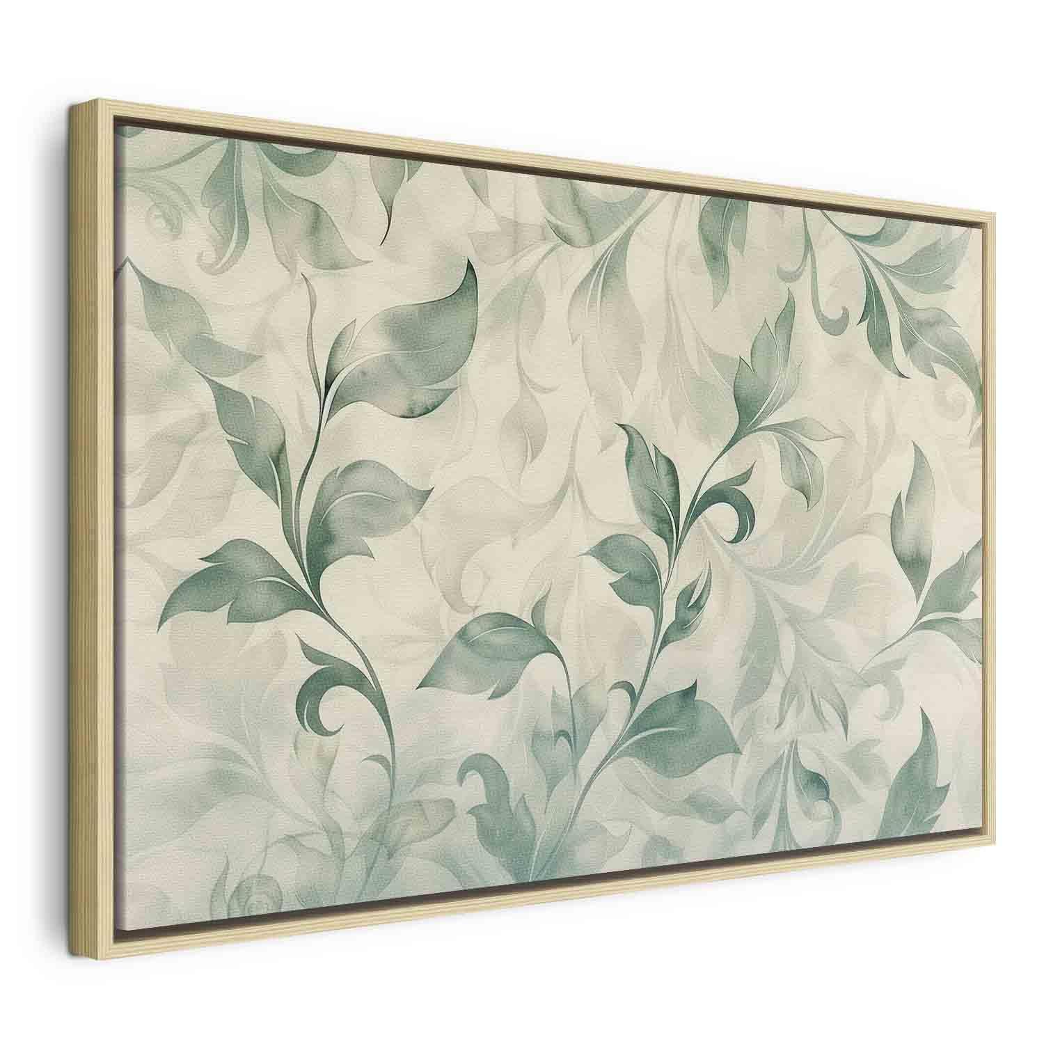 Tableau - Watercolor Botanical Motif Delicate Green-Beige Leaves