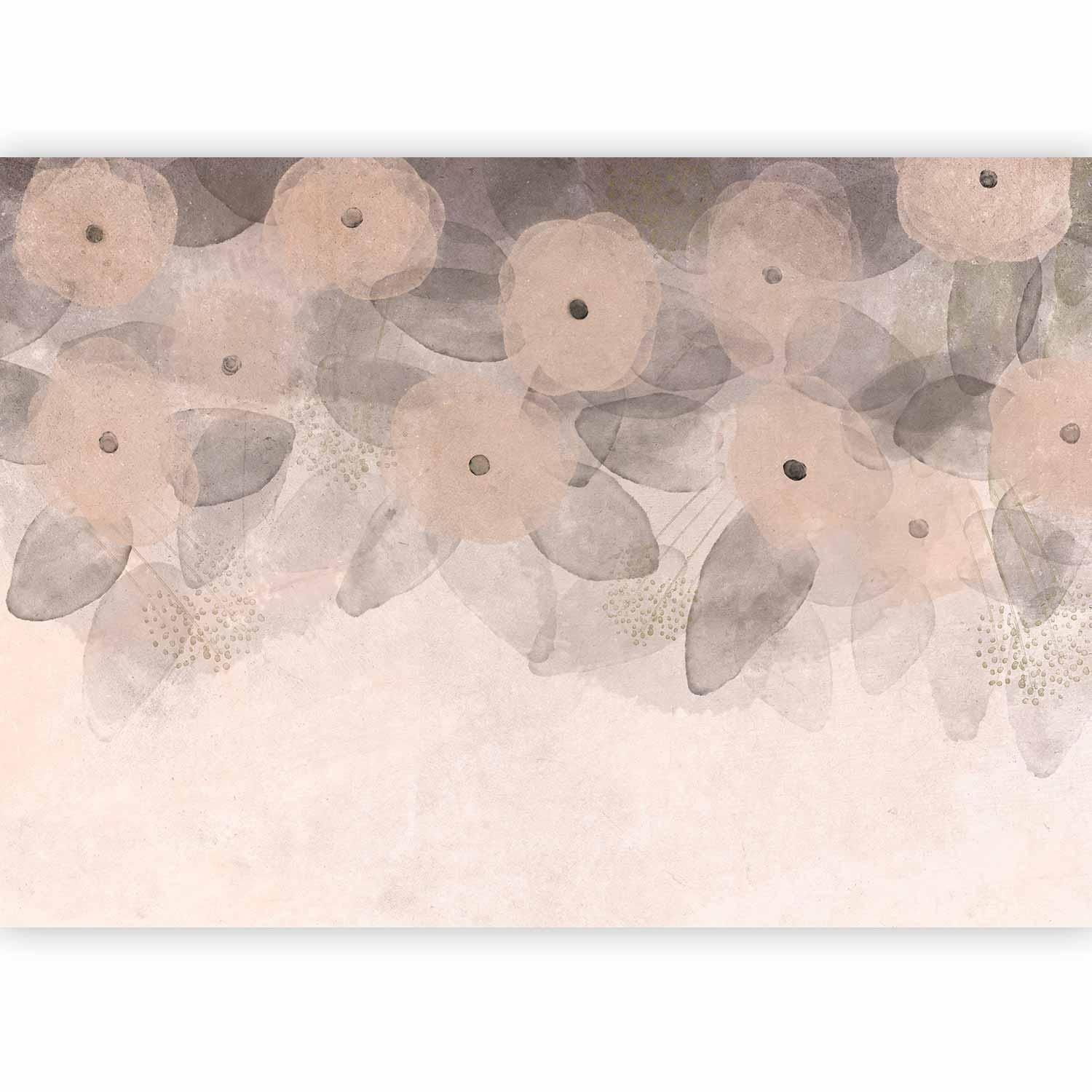 Papier peint - Minimalist meadow - patterns on a delicate beige textured background