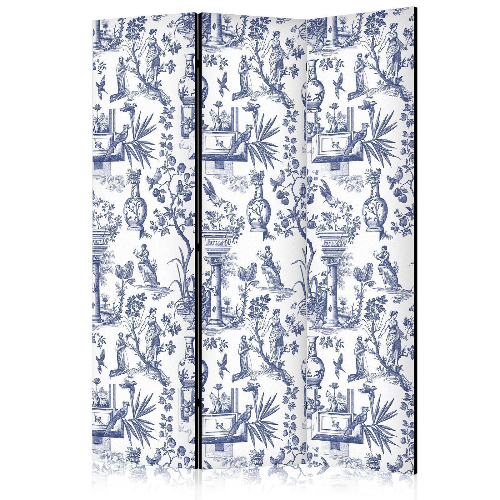 Paravent - Rome and Botany - Blue Pattern with a Greek and Plant Motif