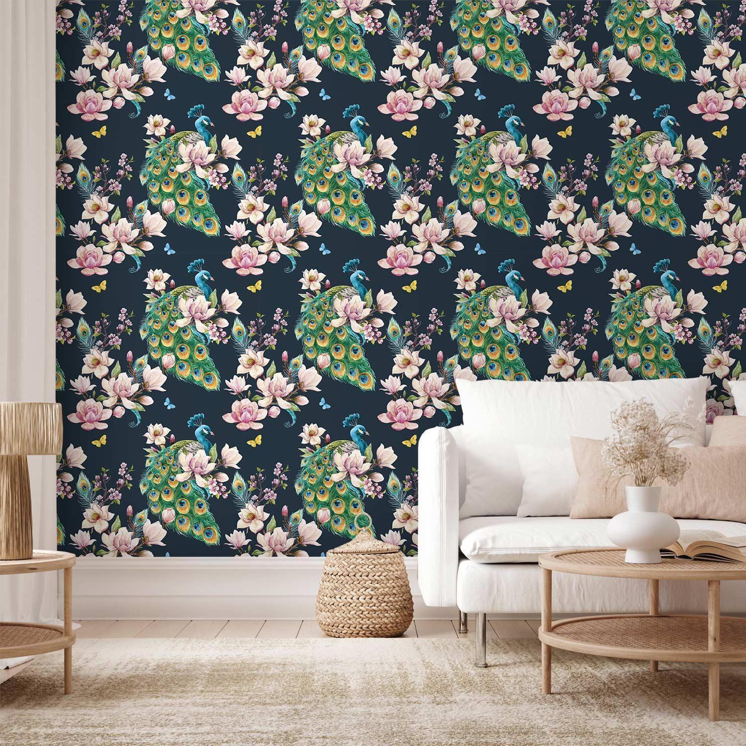 Tapisserie murale - Magnolias and Peacocks