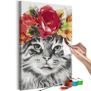 Peinture par numéros - Cat With Flowers