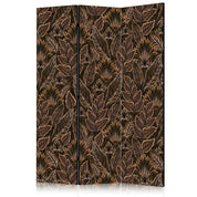 Paravent - Dense Vegetation - Botanical Patterns in Illustrative Style Brown