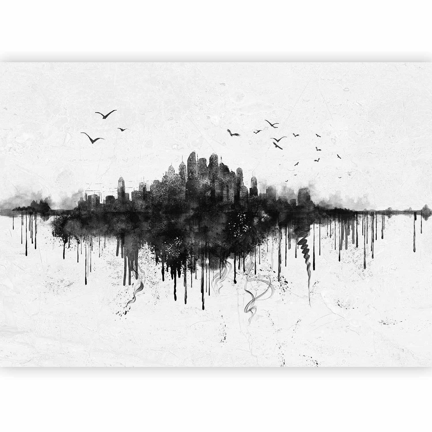 Papier peint - Big city - abstract city skyline in black watercolour style