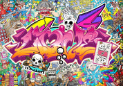 Papier peint - Street art - abstract urban colour graffiti mural with lettering