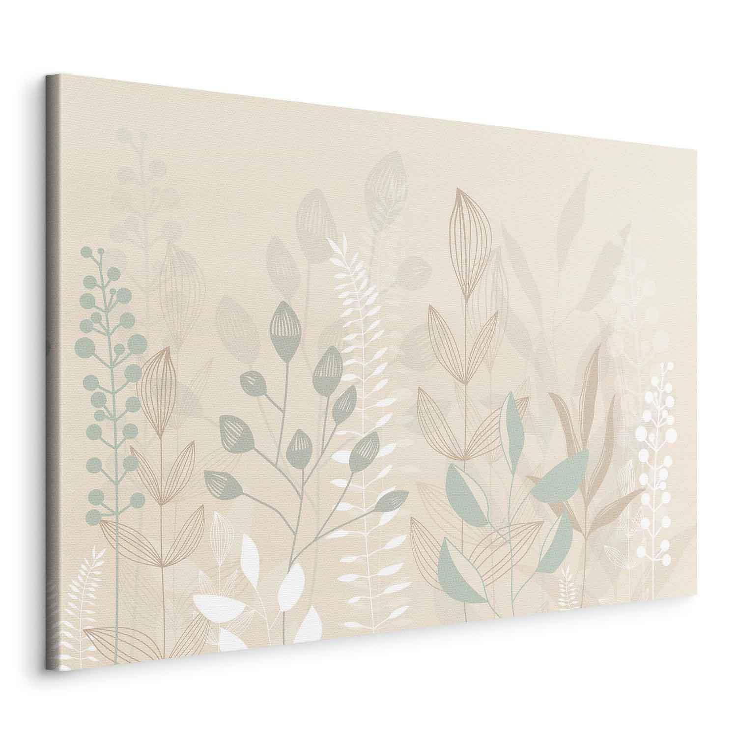 Tableau - Morning in the Meadow - Various Pastel Plants on a Beige Background