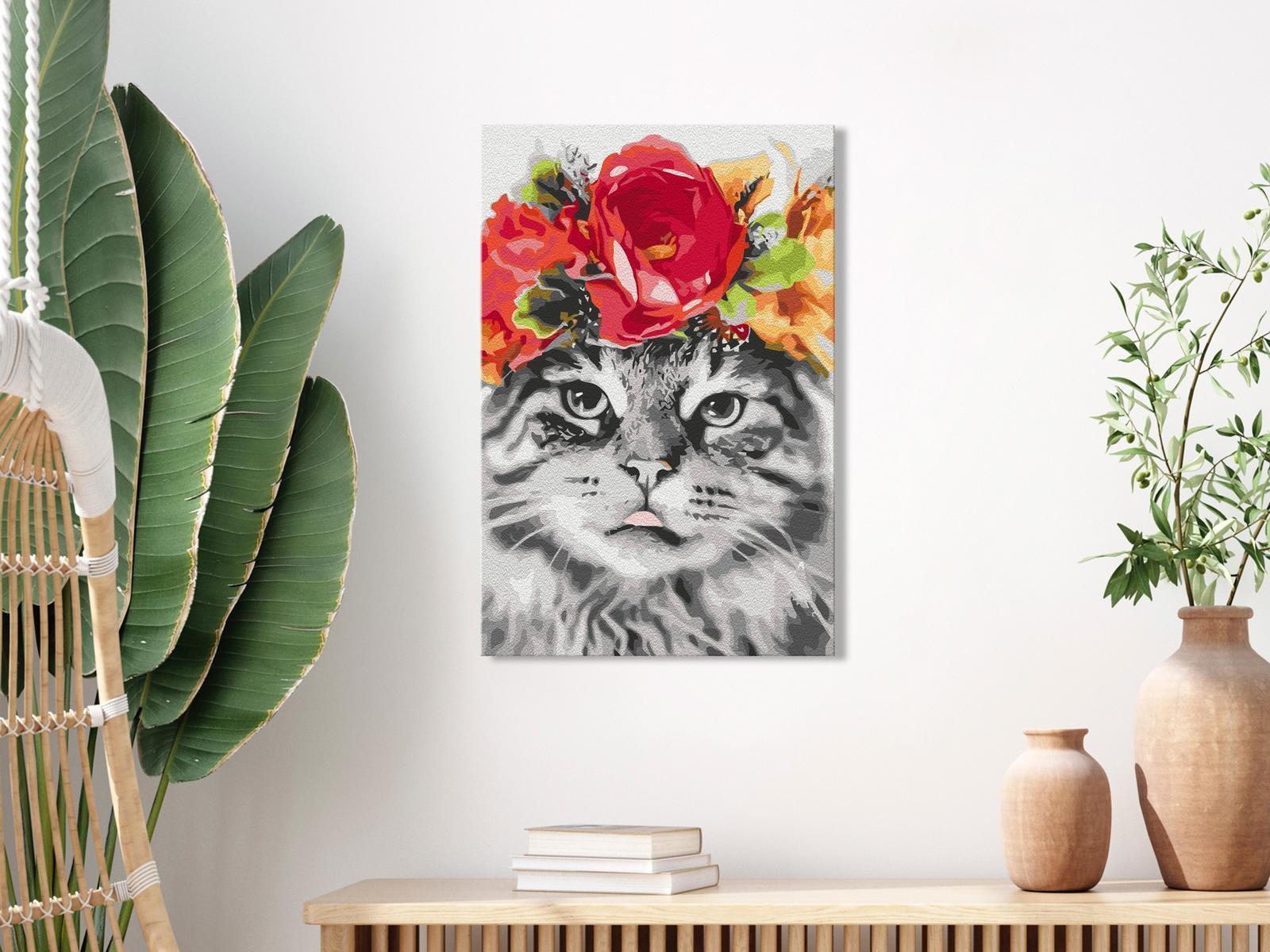 Peinture par numéros - Cat With Flowers