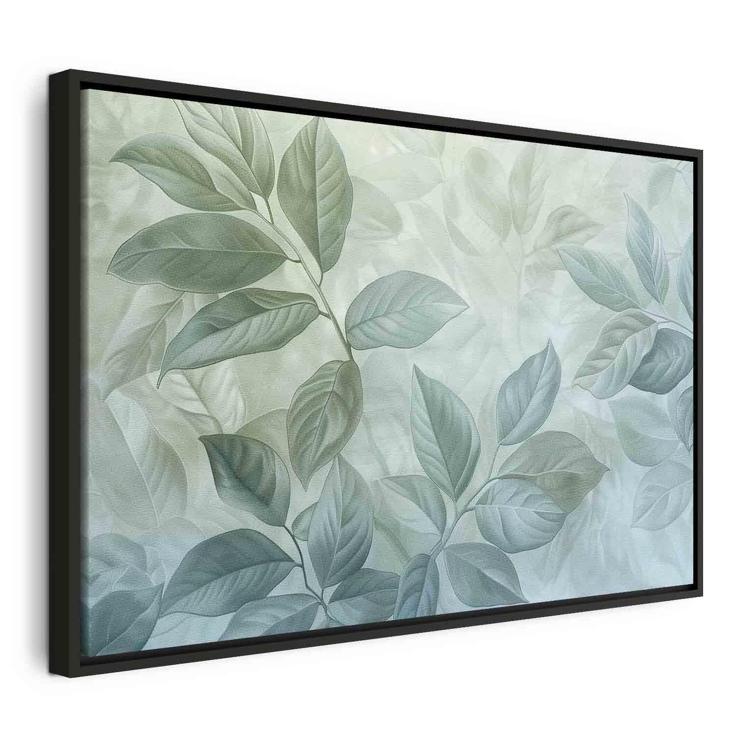 Tableau - Large Leaves in Shades of Green-Mint: Botanical Motif