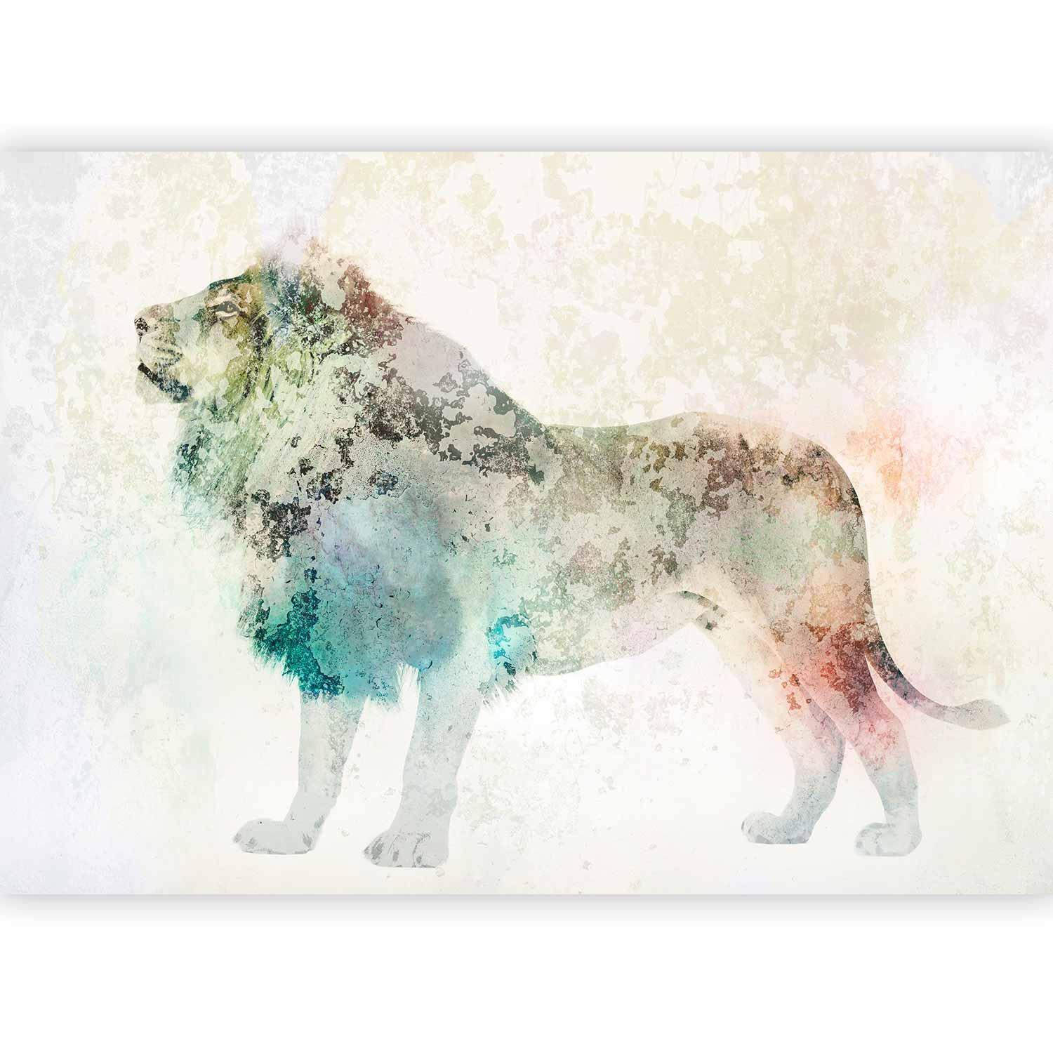 Papier peint - King of the animals - lion on a solid textured background with coloured accent