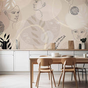 Papier peint - Beige Line Art