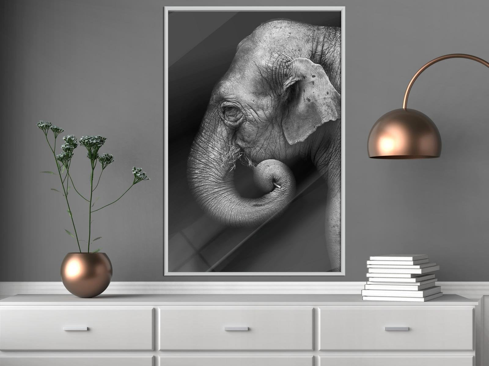 Poster éléphant noir et blanc