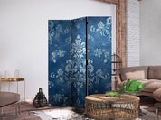 Paravent - Retro Ornament - Decorative Motif in Rubbed Blues
