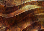 Papier peint - Liquid gold - abstract wavy composition with leaf patterns