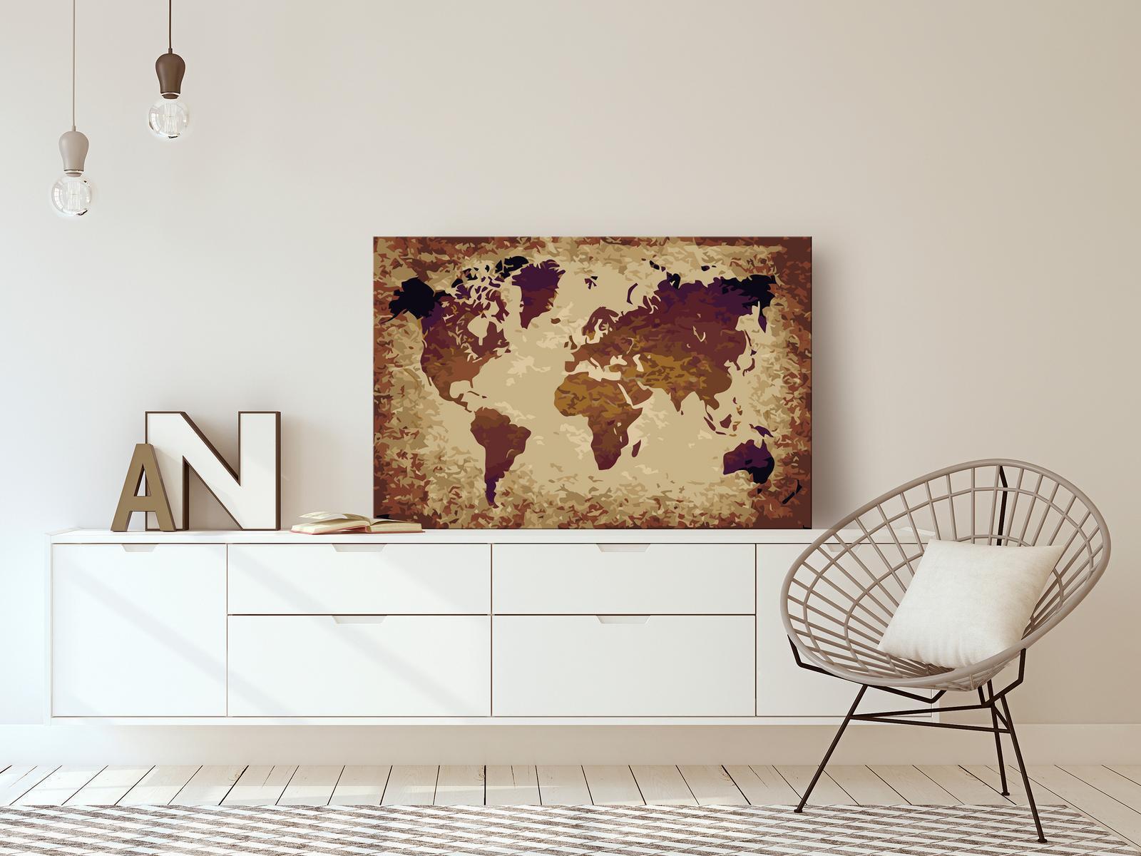 Peinture par numéros - World Map (Brown Colours)