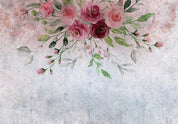 Papier peint - Summer bloom - plant motif with flowers and leaves in pink tones