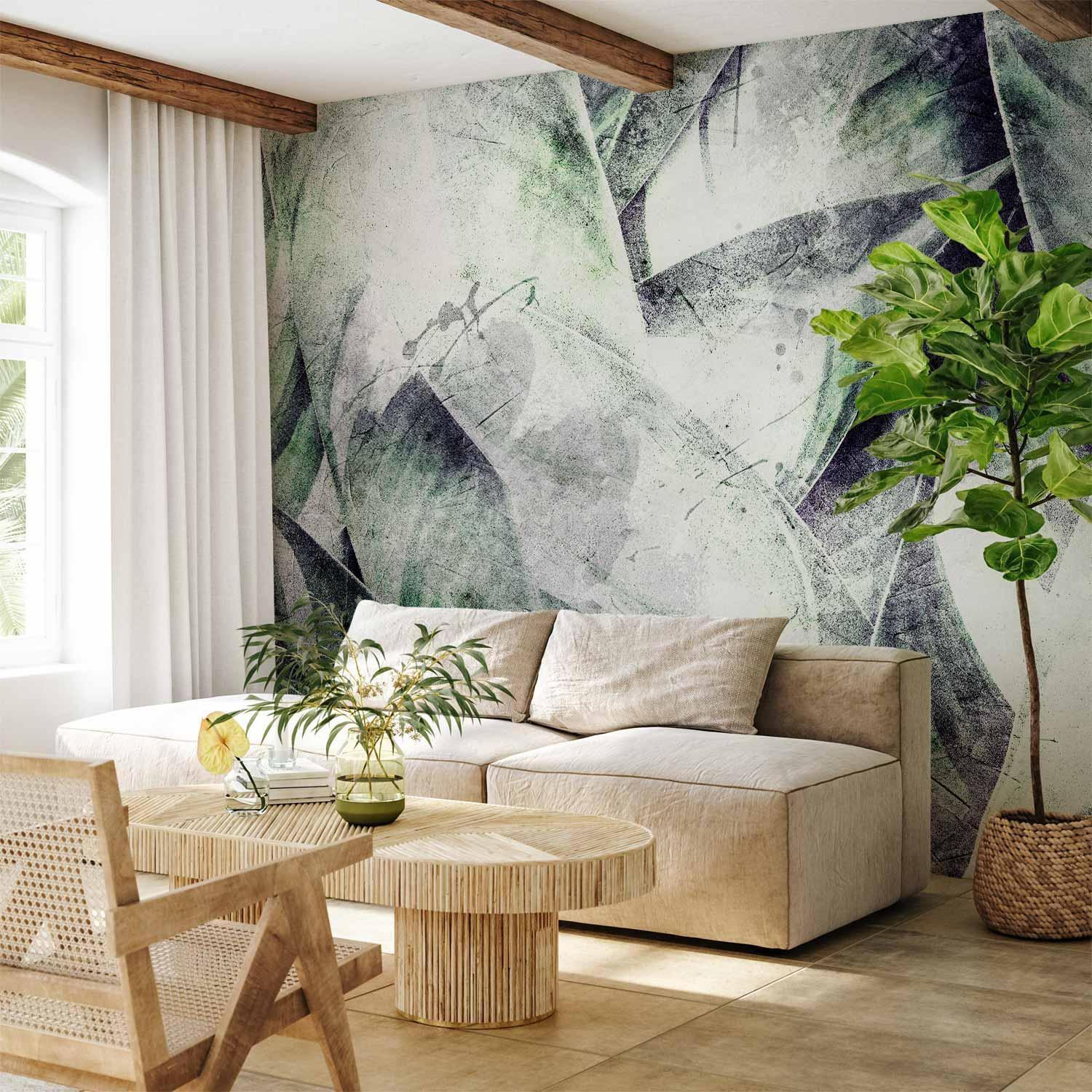 Papier peint - Eclectic jungle - plant motif with exotic leaves with texture