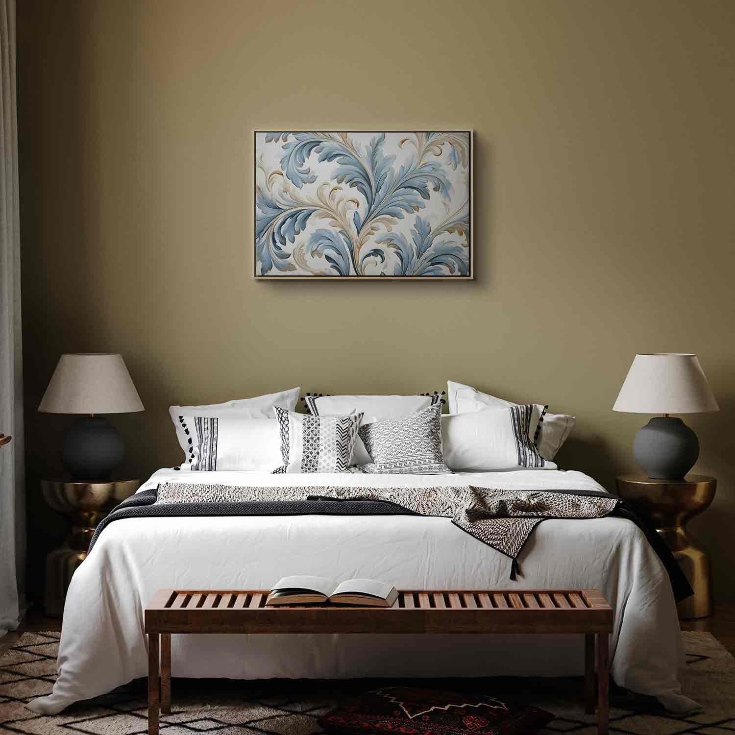 Tableau - Baroque Ornaments in Light Cream-Blue Hues