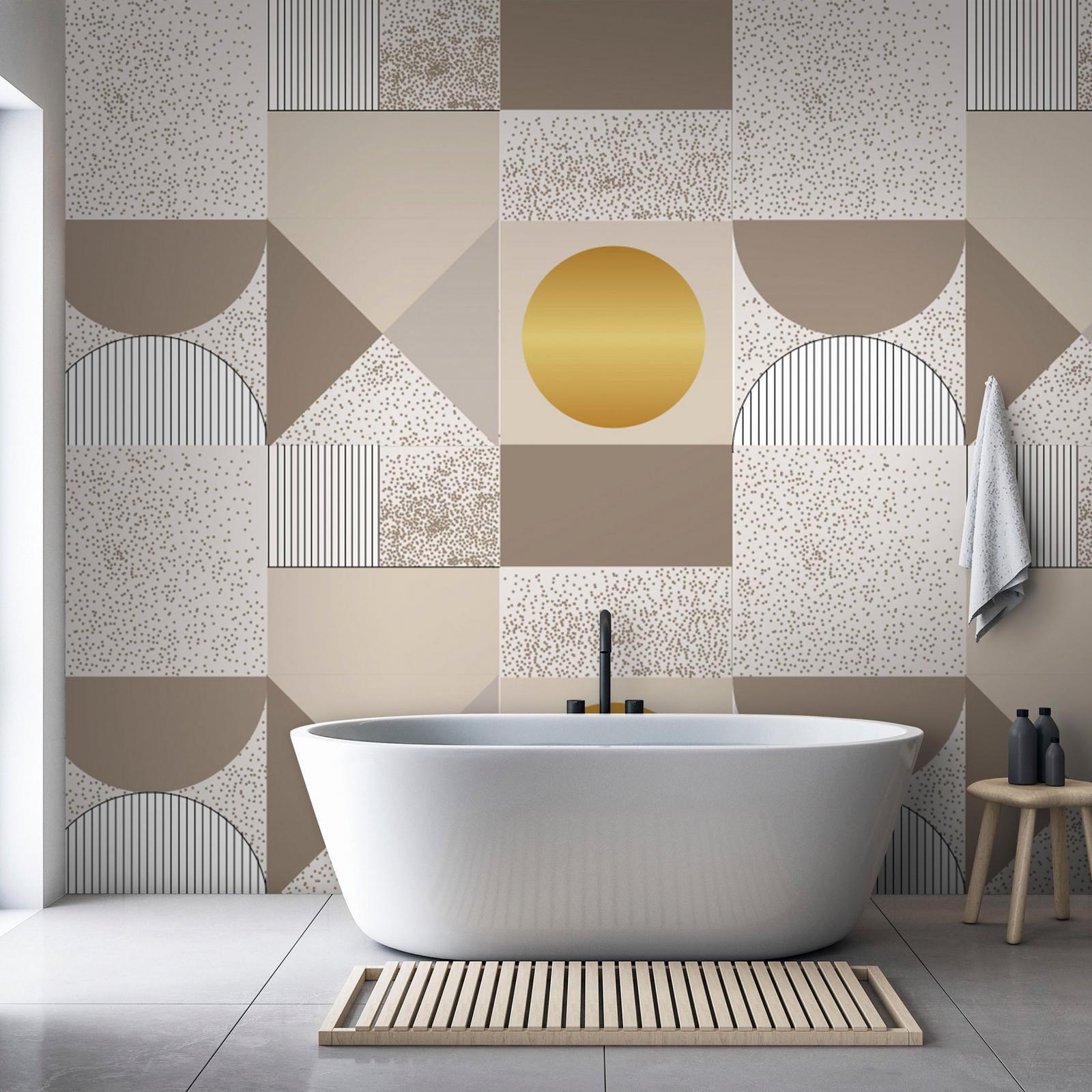 Papier peint - Beige and Gold Geometric Pattern