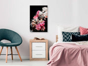 Tableau - Peony Charm (1-part) - Colorful Bouquet on Black Background