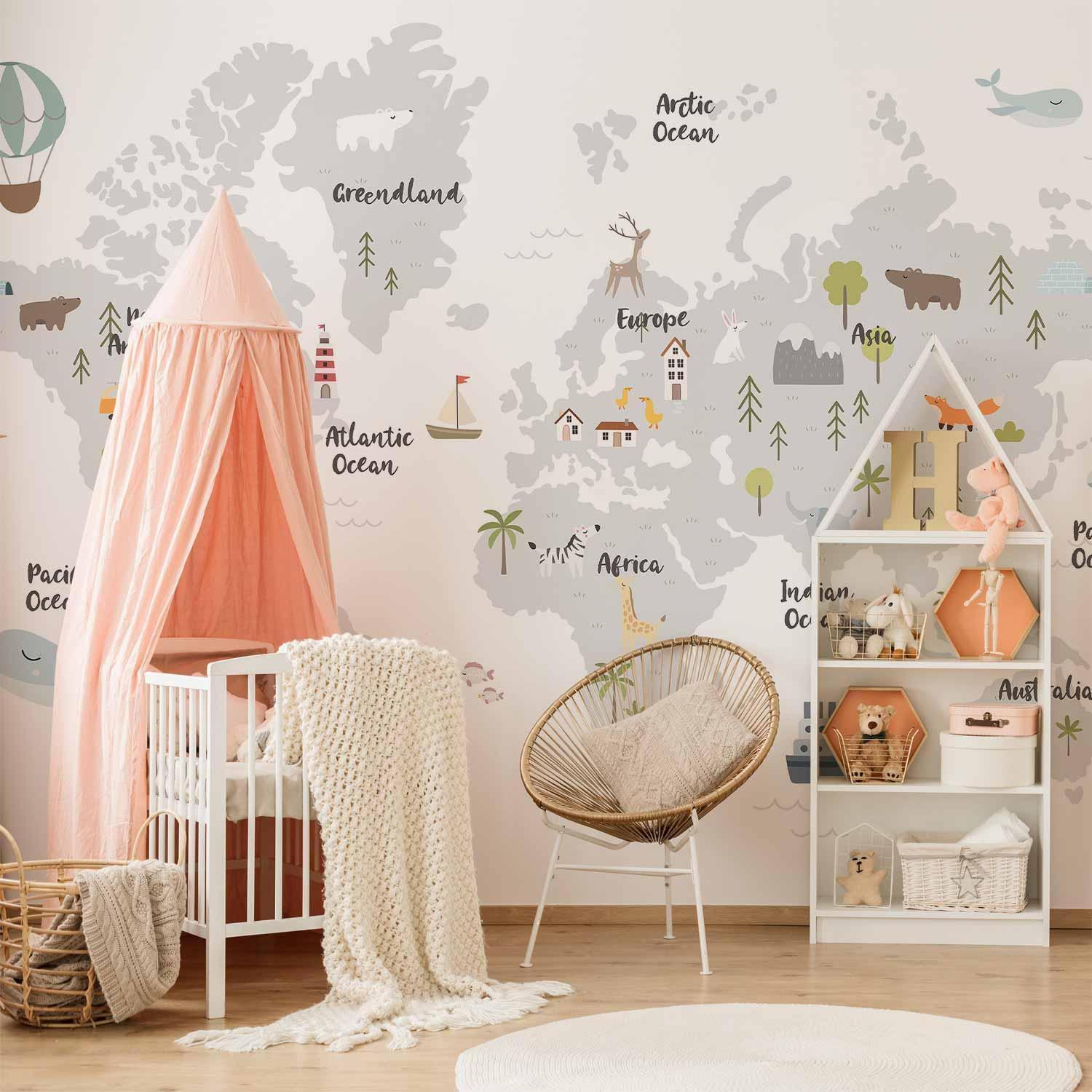 Papier peint - Minimalist Map for Children's Room