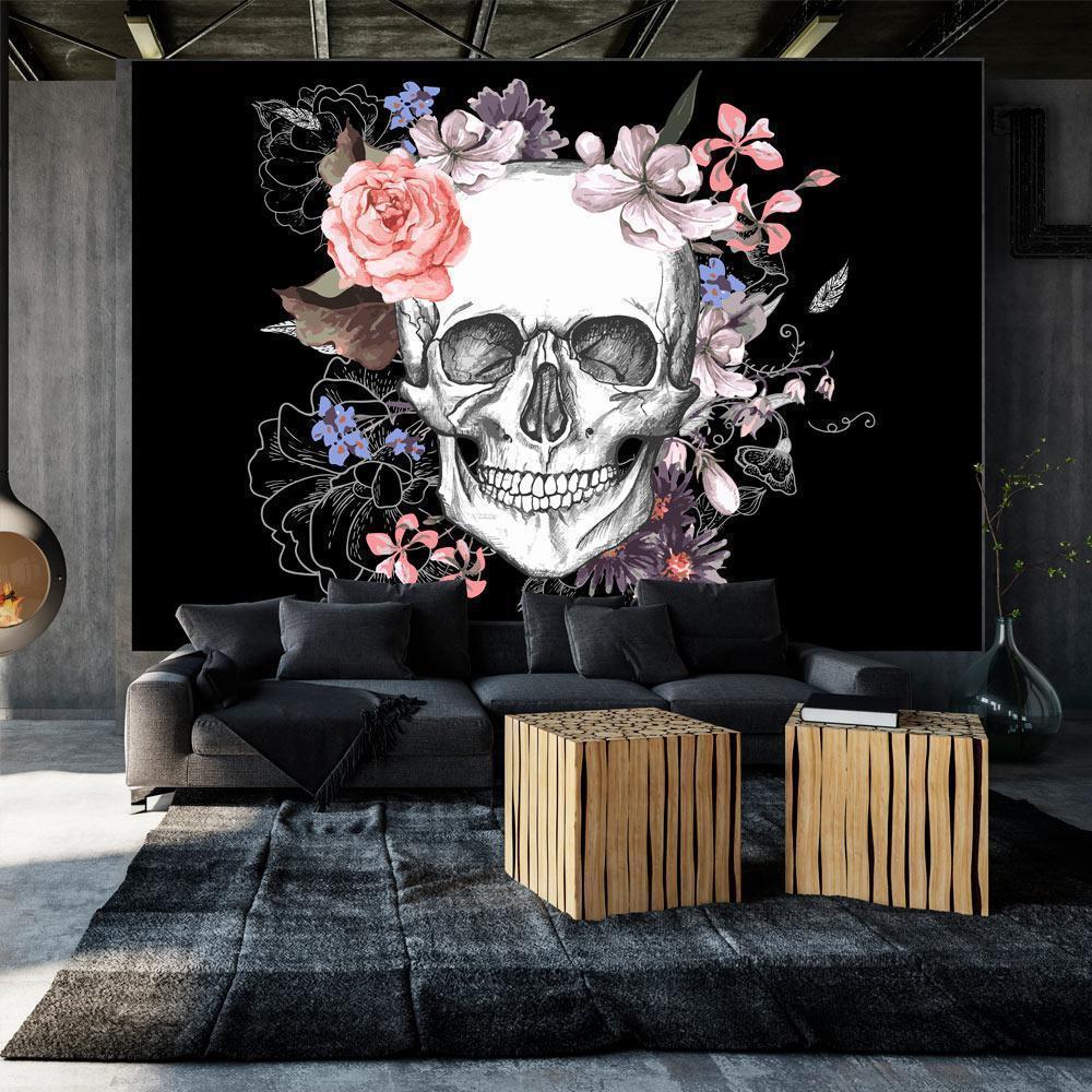 Papier peint - Skull and Flowers