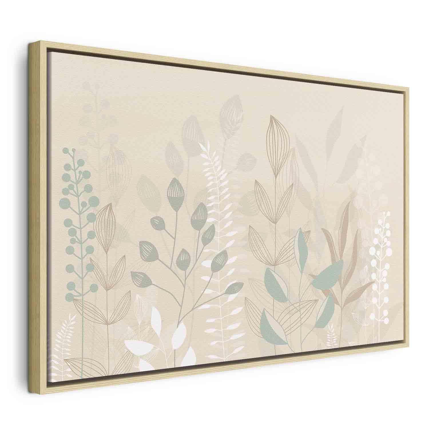 Tableau - Morning in the Meadow - Various Pastel Plants on a Beige Background