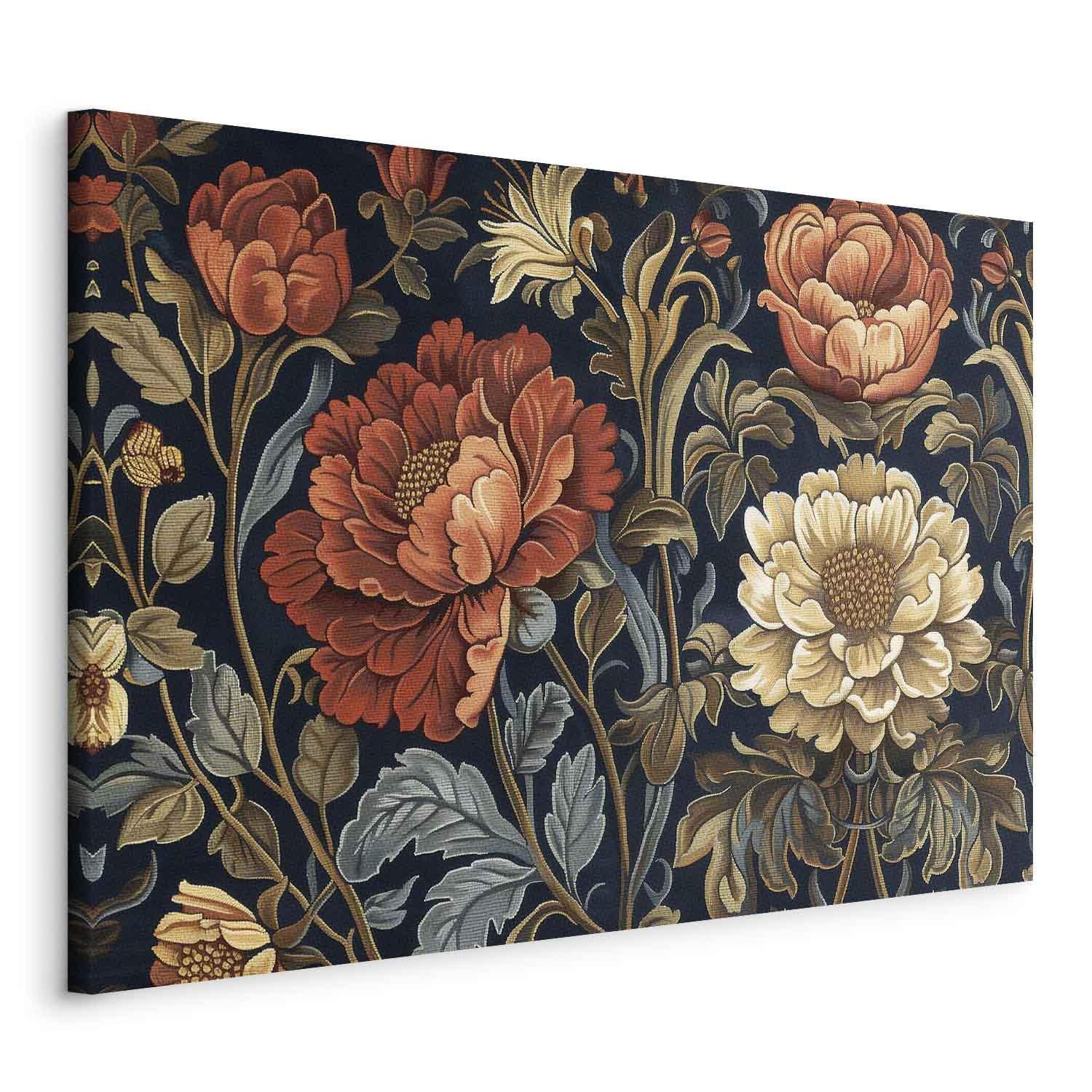 Tableau - Tapestry Large Flowers Retro Floral Motif in Kilim Style