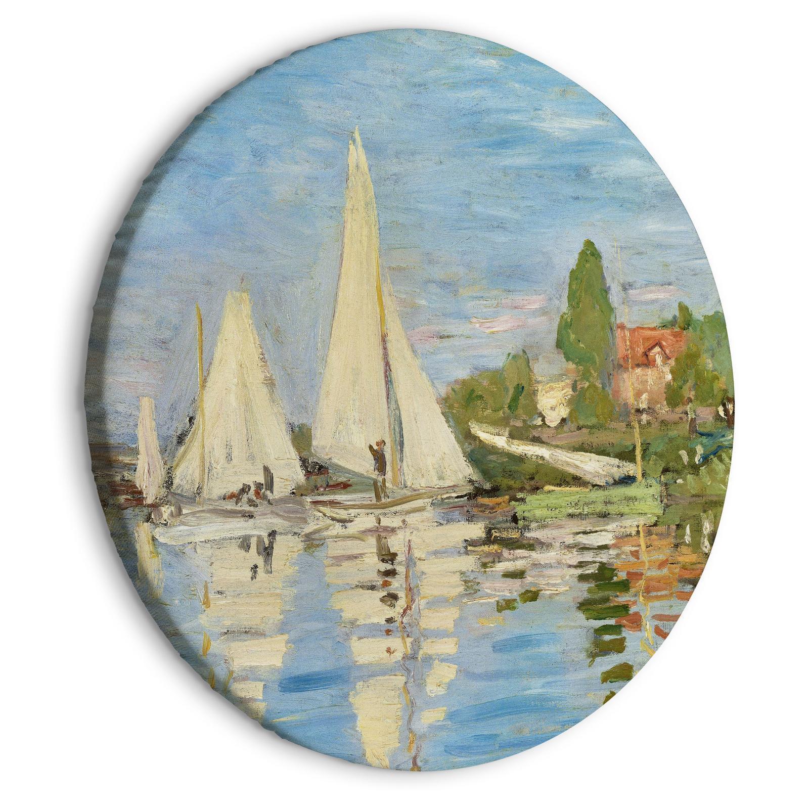 Tableau rond - Regatta in Argenteuil, Claude Monet - The Landscape of Sailboats on the River