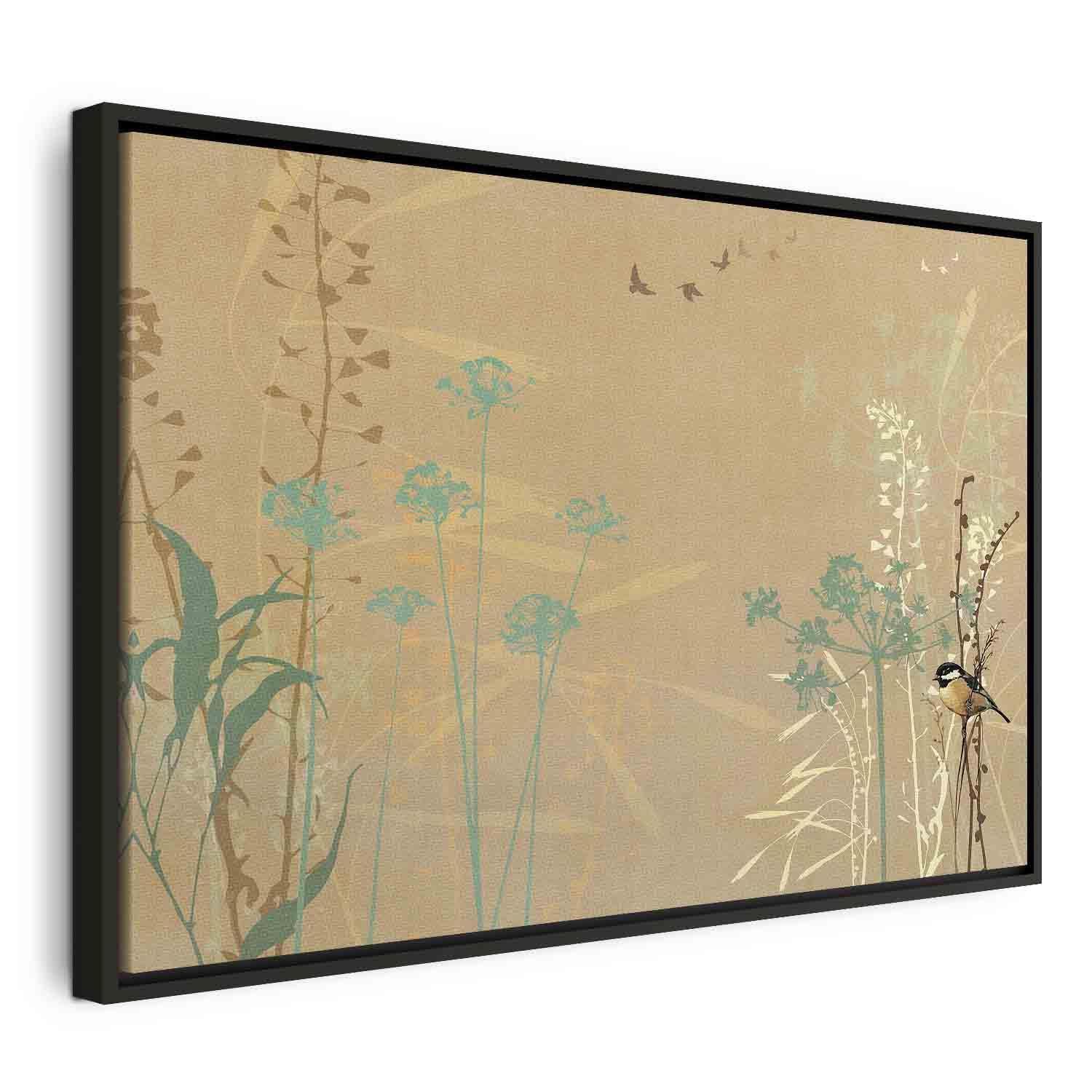 Tableau - Tiny Bird - Colorful Grasses in Golden Shades of Sunset