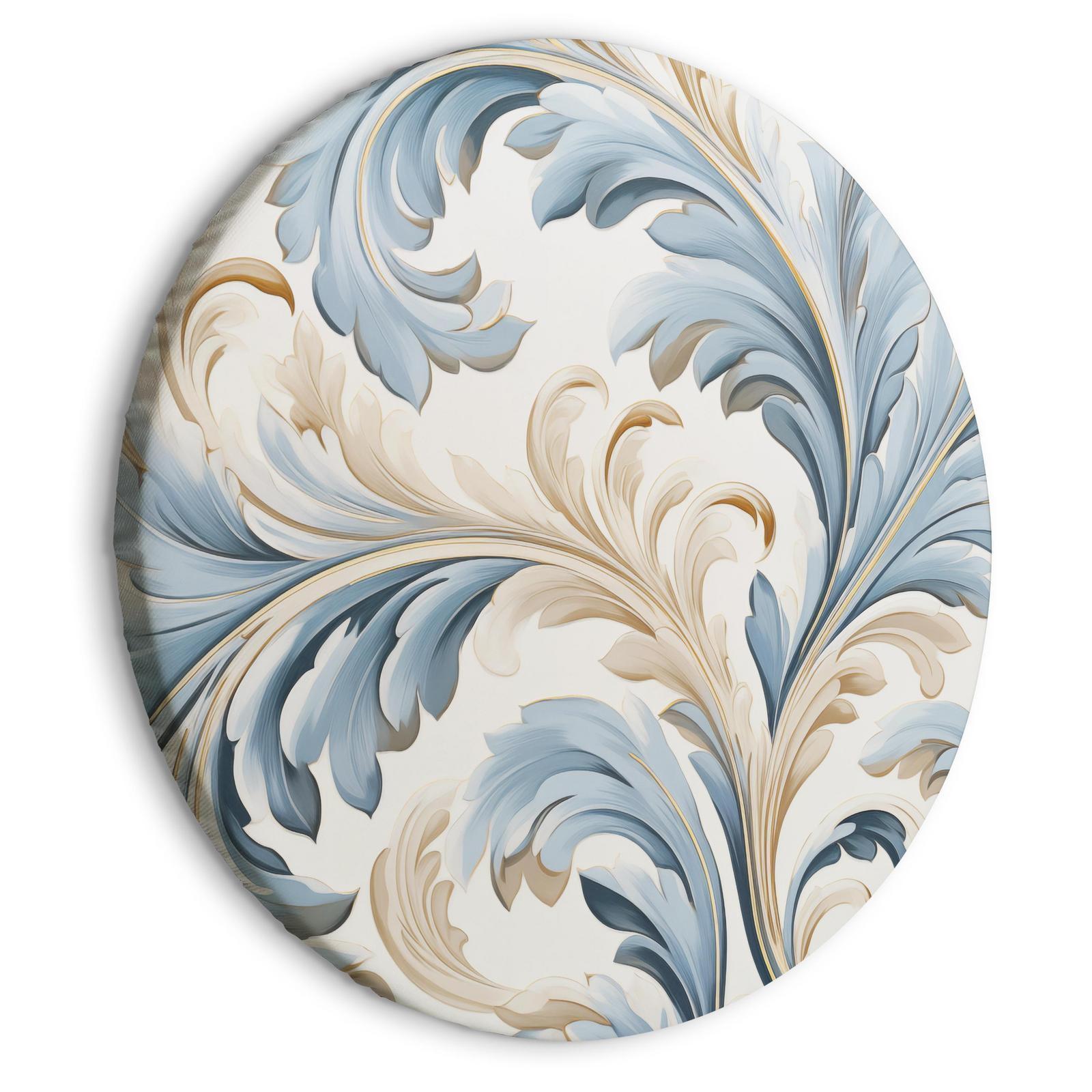 Tableau rond - Baroque Ornaments in Light Cream-Blue Hues