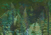 Papier peint - Green abstraction in the forest - fern leaves in the trunks with patterns