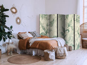 Paravent - Watercolor Botanical Motif - Delicate Green-Beige Leaves