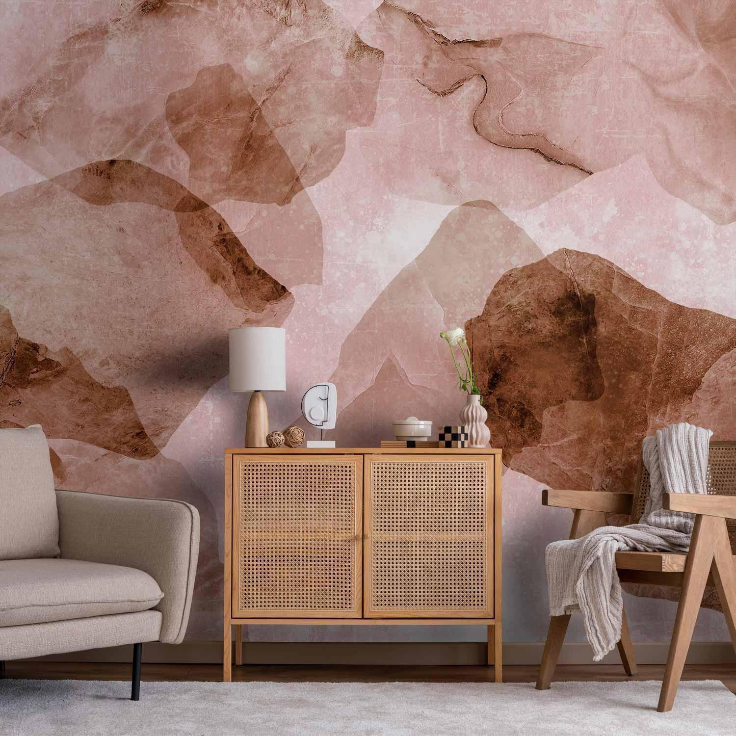 Papier peint - Pink terrazzo - minimalist background in marble watercolour pattern