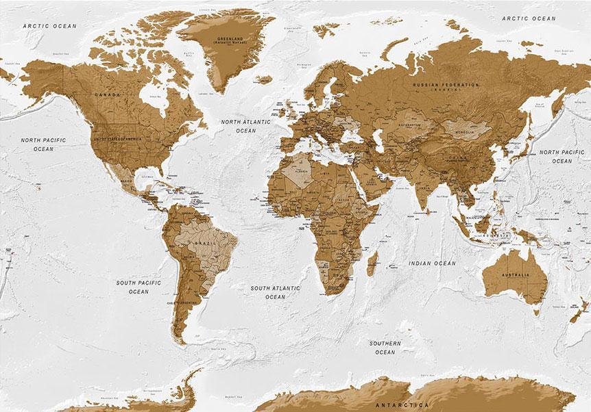 Papier peint - World Map: White Oceans