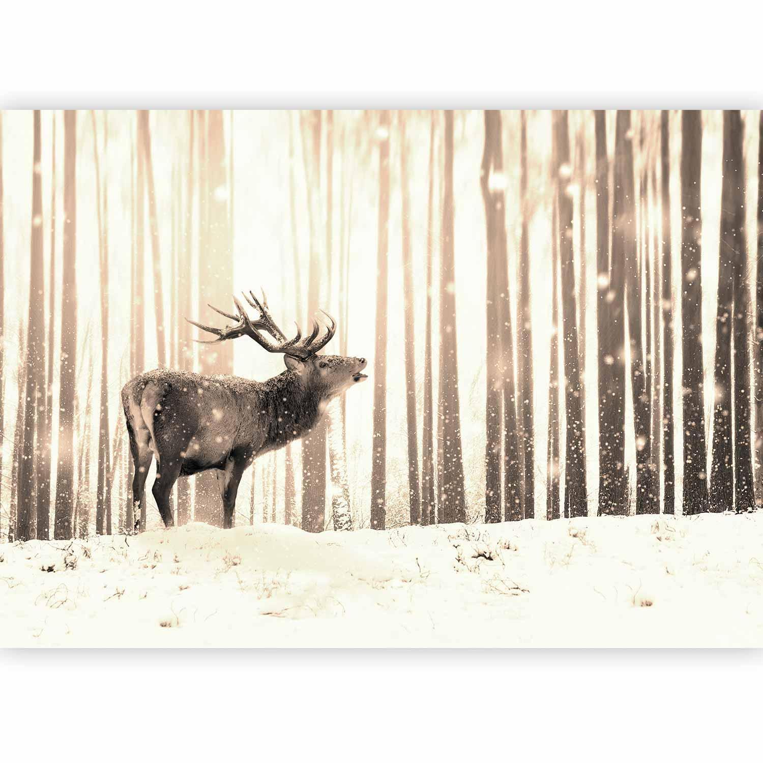 Papier peint - Deer in the Snow (Sepia)