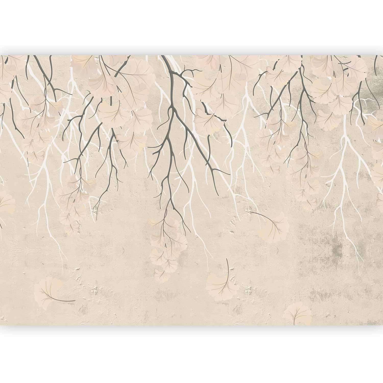 Papier peint - Abstract falling leaves - subtle nature motif with branches