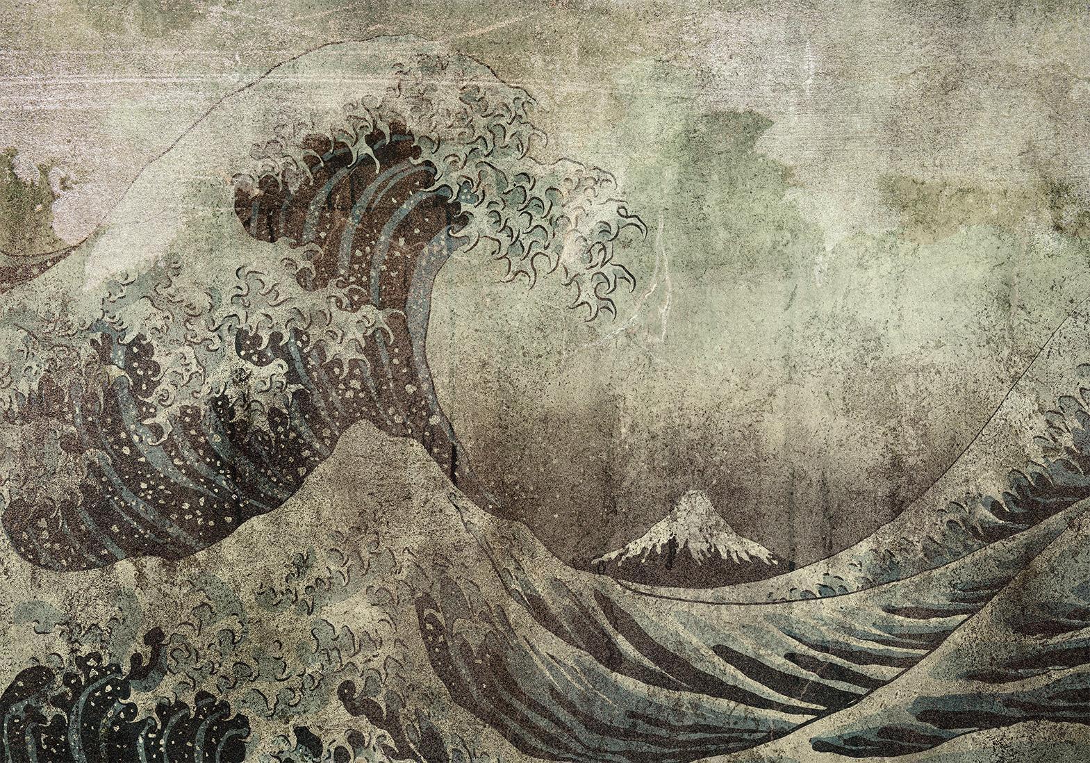 Papier peint - Great wave in Kanagwa in retro style - landscape of rough sea