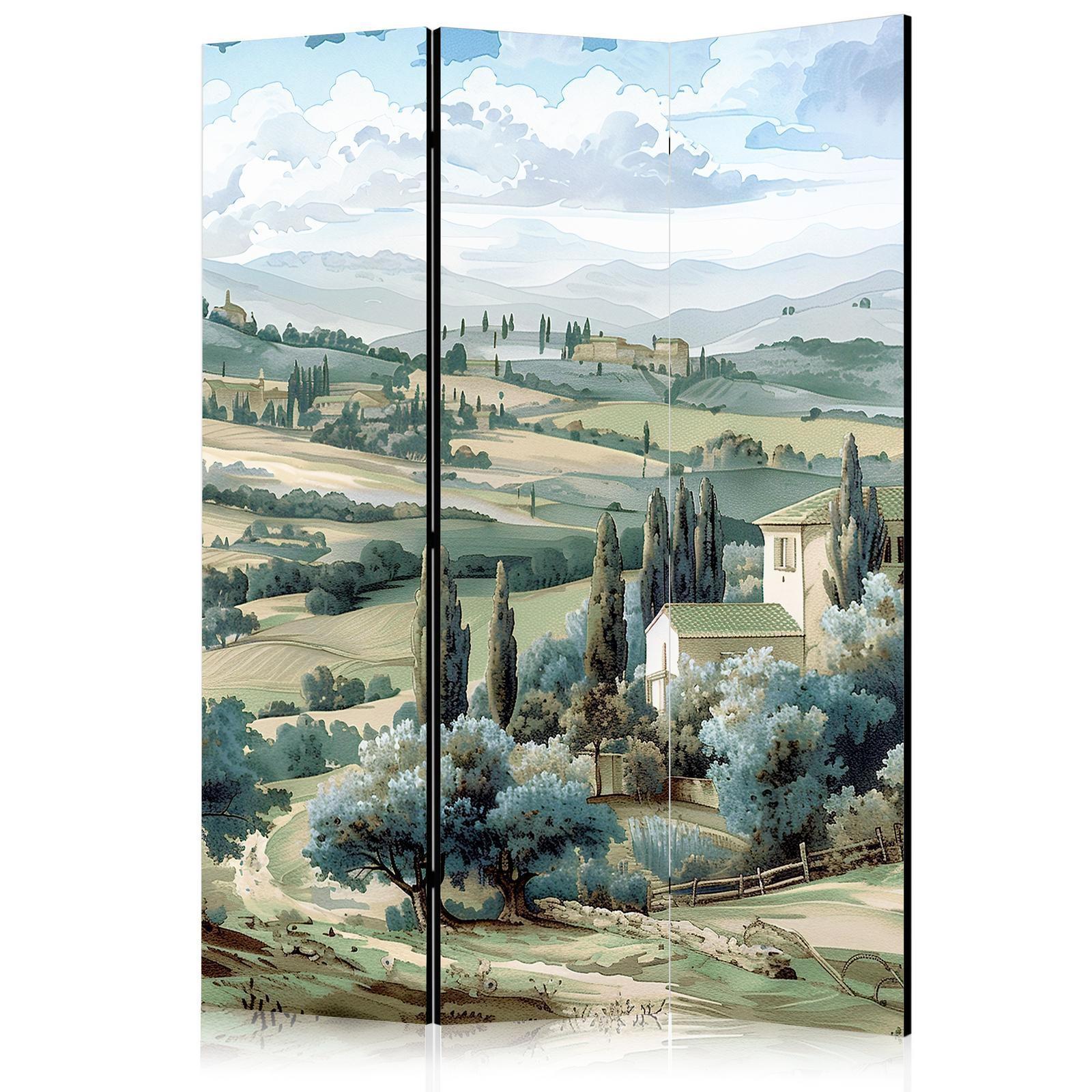 Paravent - Landscape with Green Fields and Trees - Tuscan Sunny View