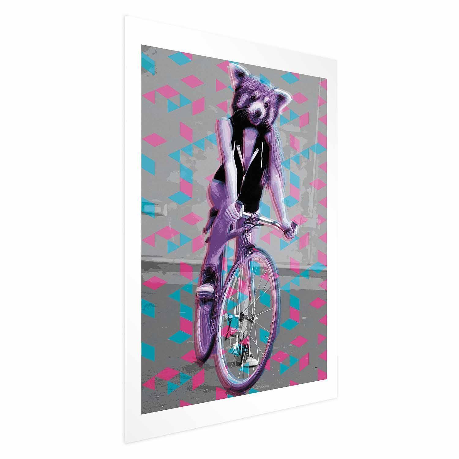 Poster - Raccoon on a Bicycle