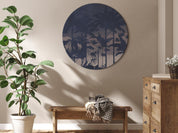 Tableau rond - Evening in an exotic forest - Tropical greenery under the cover of night against the backdrop of mountainous terrain/Jungle at night