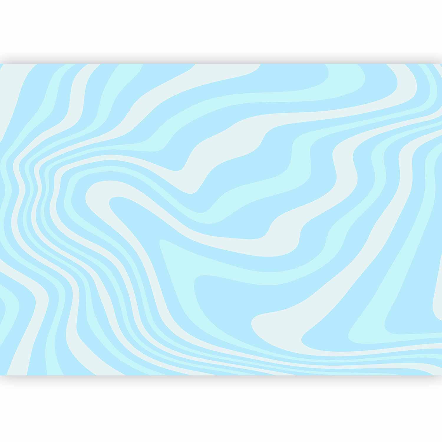 Papier peint - Composition in Blues and Whites - Harmonious Abstract Waves in a Cool Color Tone