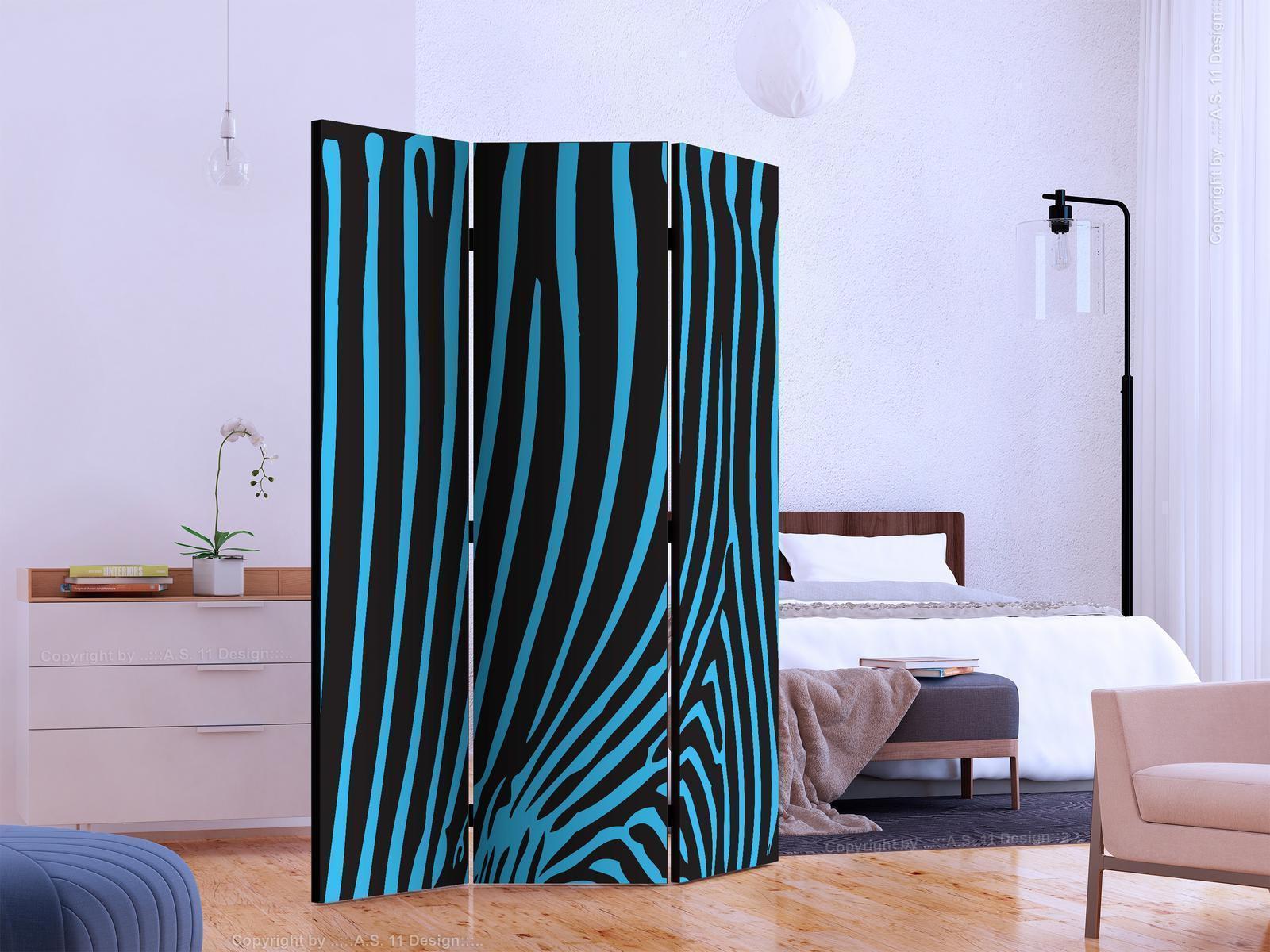 Paravent - Zebra pattern (turquoise)