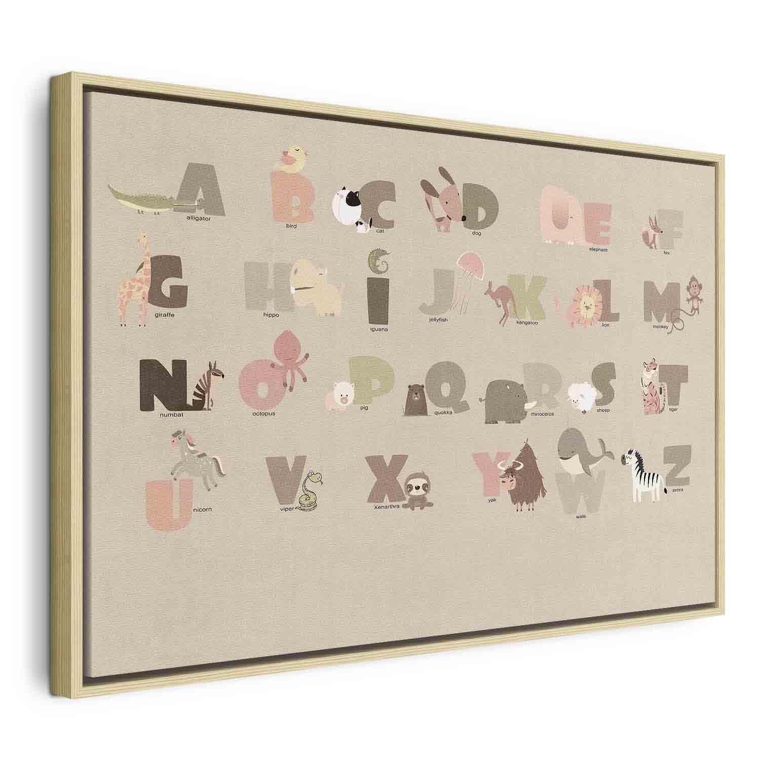 Tableau - Alphabet at the Zoo - Joyful Animals and Their Names on a Beige Background