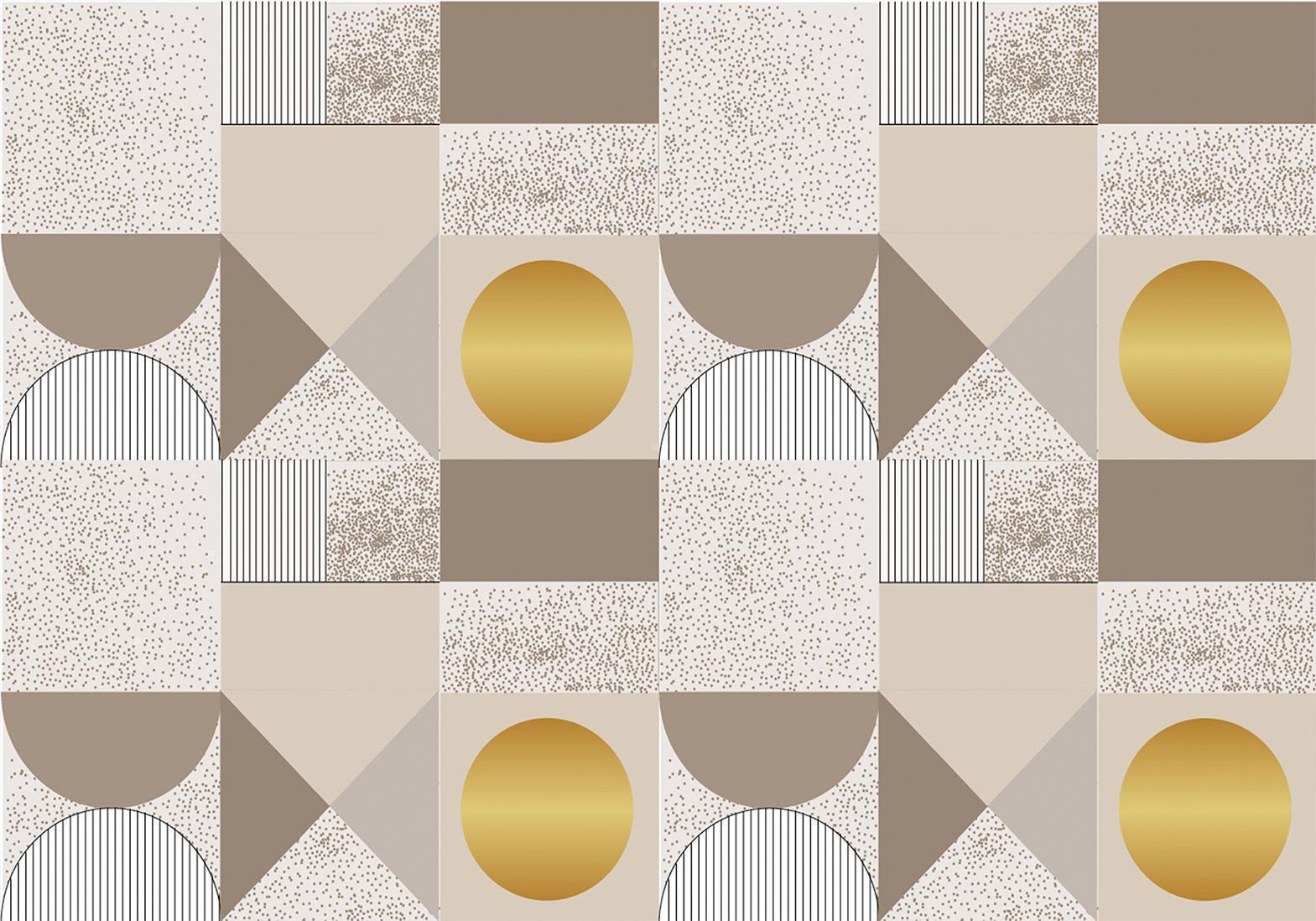 Papier peint - Beige and Gold Geometric Pattern