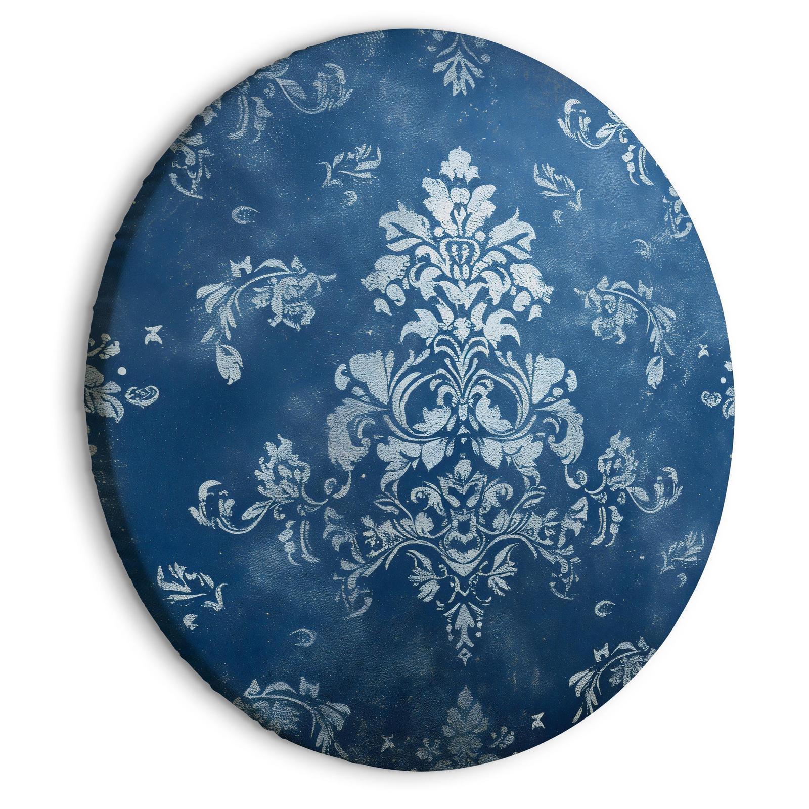 Tableau rond - Retro Ornament: Decorative Motif in Worn Blues