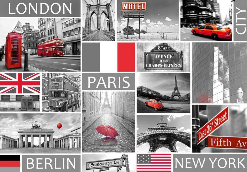Papier peint - London, Paris, Berlin, New York