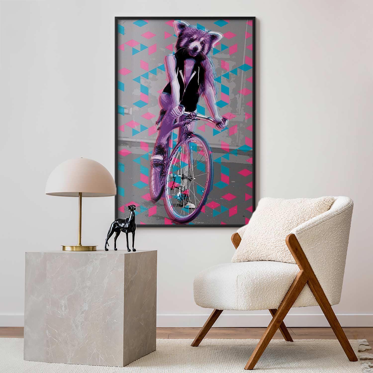 Poster - Raccoon on a Bicycle