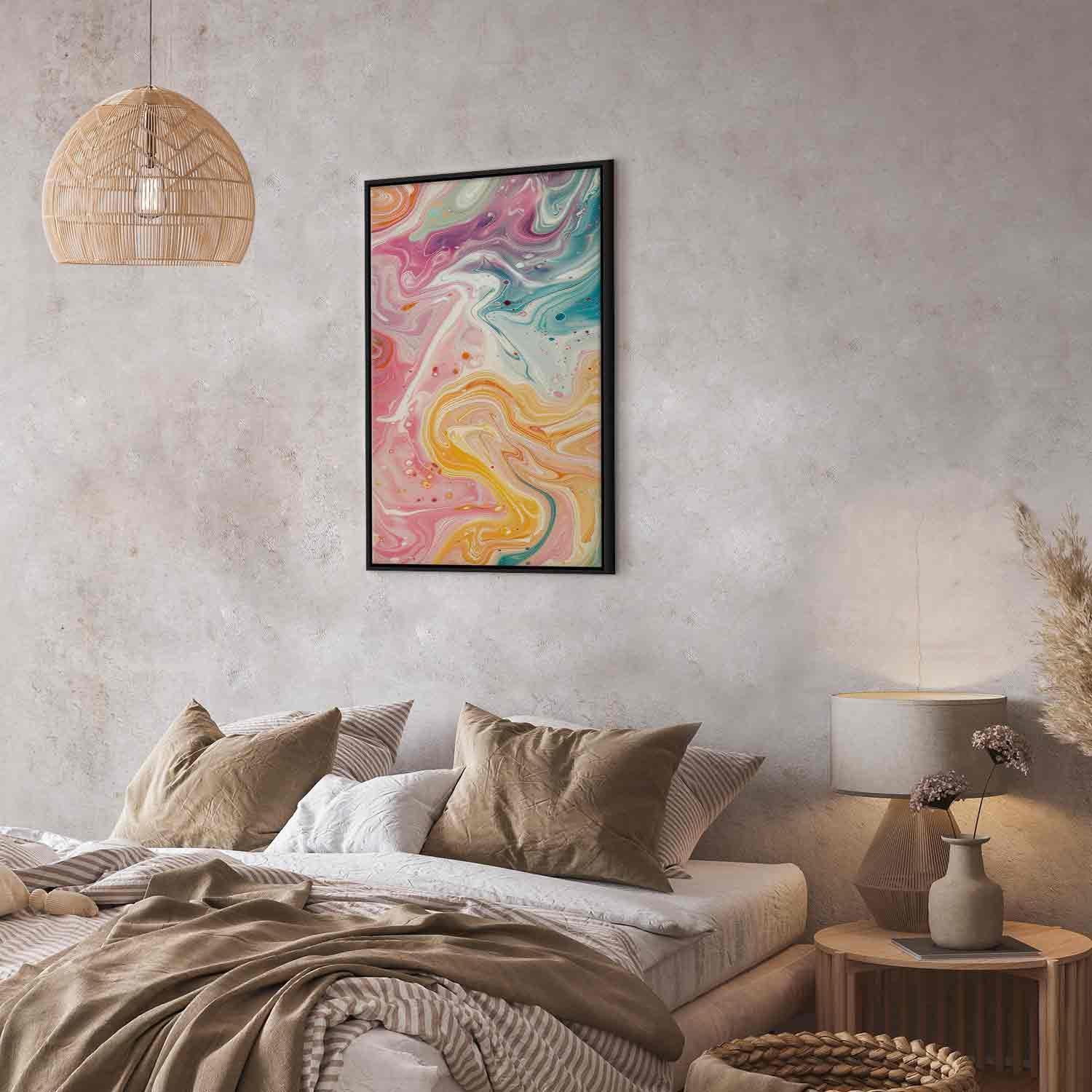 Tableau - Colorful Chaos - Dynamic Shapes in Shades of Pink Yellow and Blue