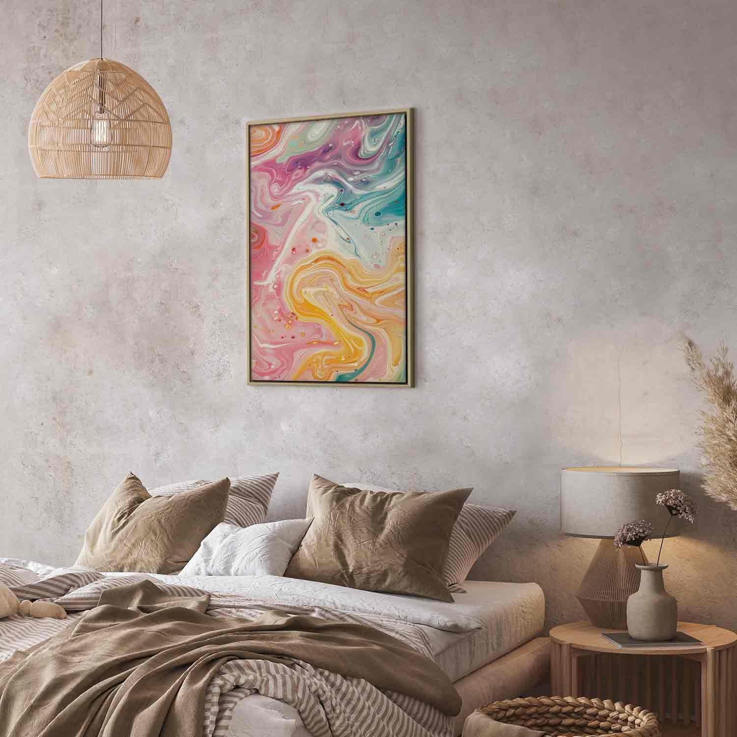 Tableau - Colorful Chaos - Dynamic Shapes in Shades of Pink Yellow and Blue