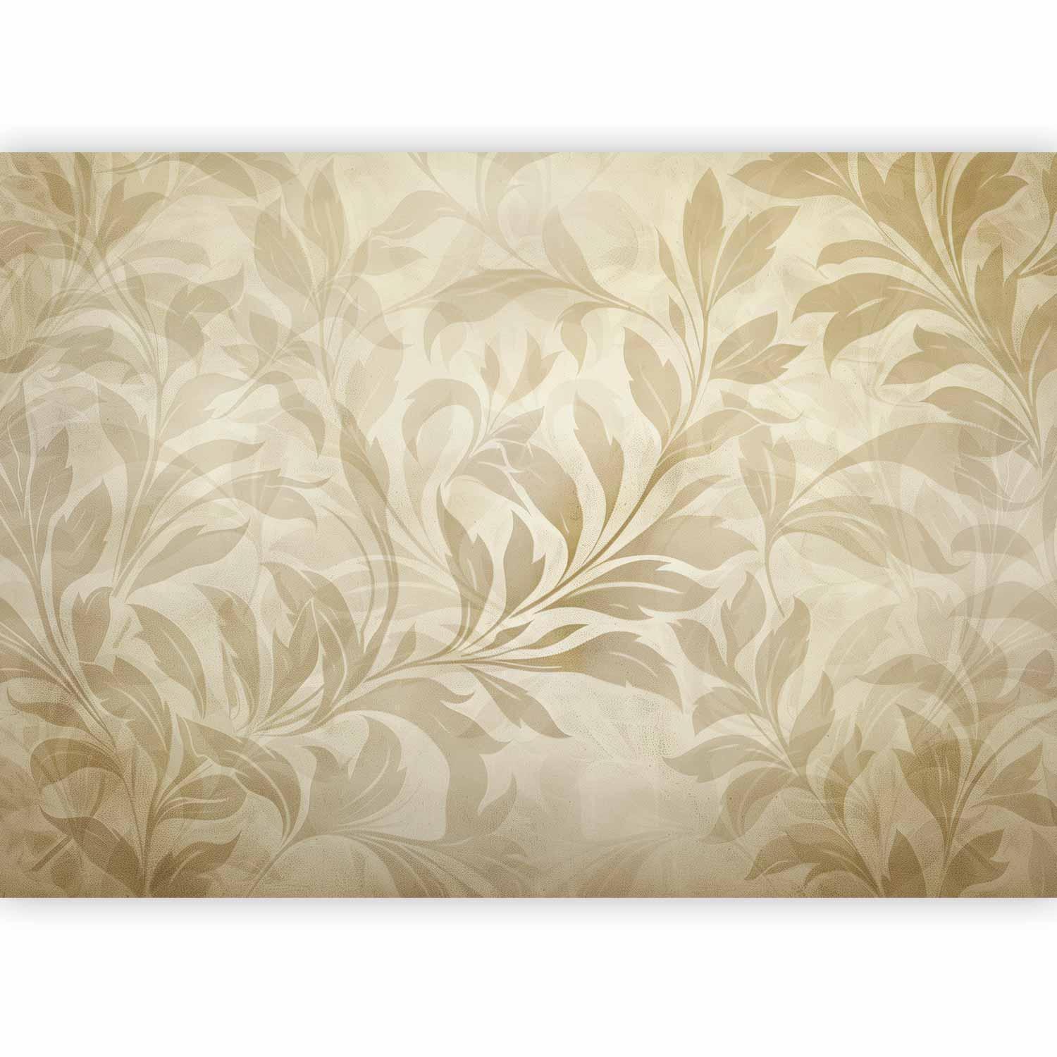 Papier peint - Botanical Motif with Leaves and Vines in Sand Colors